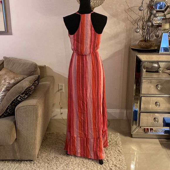 Lavender Brown Pink Striped High Low Dress size XS - Picture 4 of 5